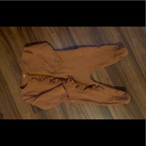 Soft/stretchy Rust Ruffle  zip up footie